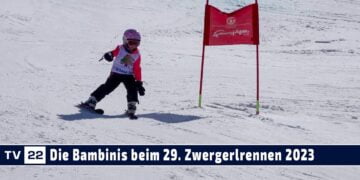 SPORT TV22: Die Zieleinfahrt der Bambinis beim 29. Zwergerlrennen auf der Seewaldalm 2023