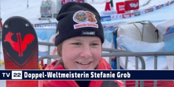 Die neue Doppel-Weltmeisterin Stefanie Grob – Siegerin Super G und Abfahrt Alpine Ski WM St. Anton