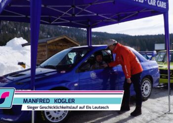 Manfred Kogler, schnellster beim 9. Eis-Slalom des AMC Leutasch