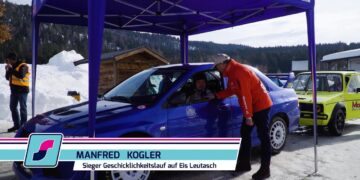 Manfred Kogler, schnellster beim 9. Eis-Slalom des AMC Leutasch