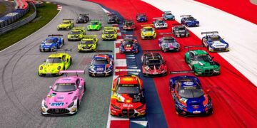 Das spektakuläre DTM-Starterfeld mit Sportwagen der Premiumhersteller Audi, BMW, Ferrari, Lamborghini, Mercedes-AMG und Porsche ©ADAC