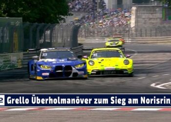 Das Grello Überhohlmanöver zum Sieg am Norisring 2023? Thomas Preining führt bei DTM Sonntagsrennen