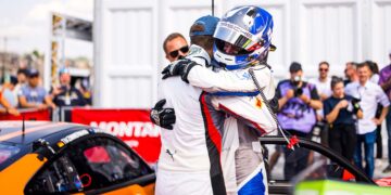 Großer Jubel: Jannes Fittje und Nico Menzel sind neue Tabellenführer im ADAC GT Masters ©ADAC Motorsport