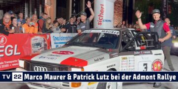 Marco Maurer & Patrick Lutz im Audi Quattro A2 beim Start der Austrian Rallye Legends in Admont 2023