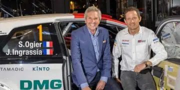 Freuen sich auf die Central European Rally: Sébastien Ogier (achtfacher Rallye-Weltmeister, rechts) und Dr. Gerd Ennser (ADAC Sportpräsident) ©ADAC Motorsport