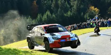 Pechvogel: Elfyn Evans (Toyota) schied am Samstagmorgen aus und muss damit seine WRC-Titelhoffnungen begraben ©ADAC Motorsport