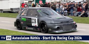 MOTOR TV22: Alexander Sohm Mazda 323 Turbo und Manuel Fink Renault Clio R3 beim Autoslalom Röthis
