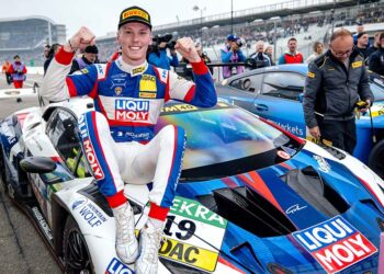 Luca Engstler freute sich über seinen zweiten DTM-Sieg