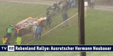 Rebenland Rallye Ausrutscher Hermann Neubauer bei Bestzeit nach dem Ziel 2025