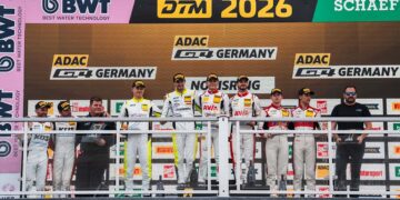 Das Sonntagspodium der ADAC GT4 Germany auf dem Norisring