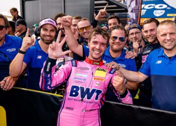 Jubel über den dritten DTM-Sieg von Matteo Cairoli bei Emil Frey Racing
